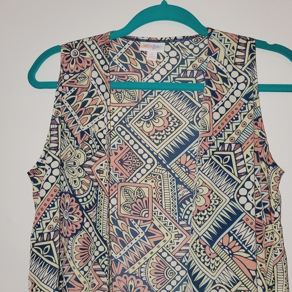 Lula Roe Sleeveless Knee Length Multi-Colored Kimono 176 - Picture 6 of 6